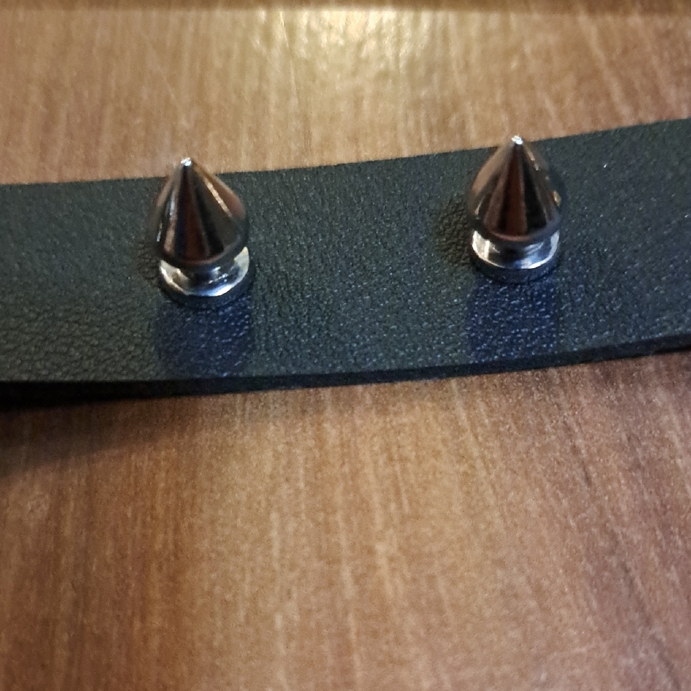 Studded Black Leather Dog Collar - Picture 4 of 5